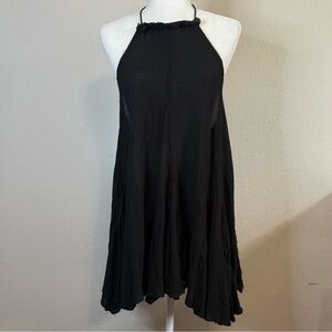 Mira Black Halter Mini Dress Size XS Boho Oversized Flowy